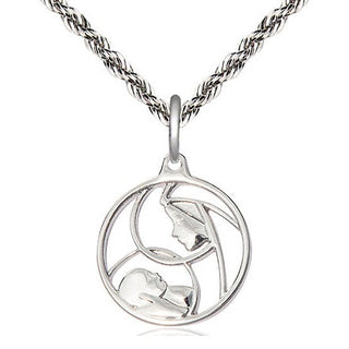Sterling Silver Madonna & Child Medal Religious Jewelry