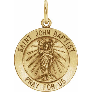 14K Yellow 15 mm Round Saint John the Baptist Medal