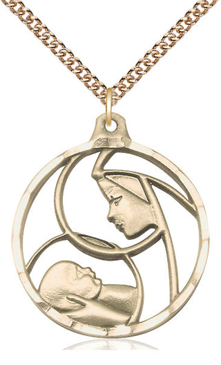 14kt Gold Madonna & Child Medal