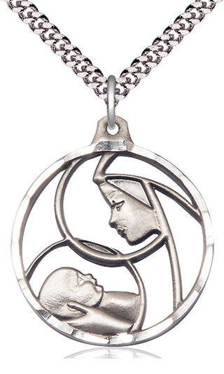 Sterling Silver Madonna & Child Medal Catholic Jewelry