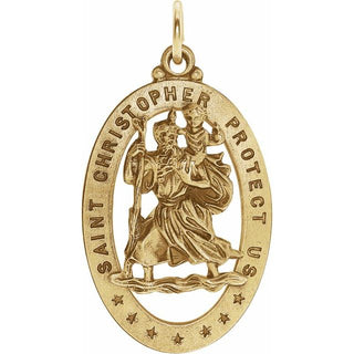14K Yellow 29x20 mm Oval Saint Christopher Medal