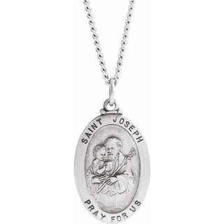 Sterling Silver 25x18 mm Saint Joseph 24" Necklace 