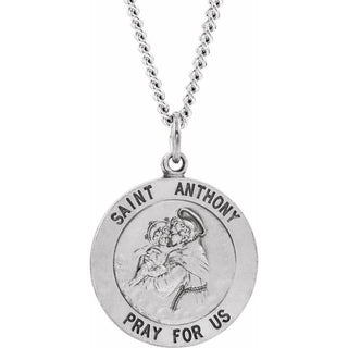 Sterling Silver 22 mm Saint Anthony Medal 24" Necklace