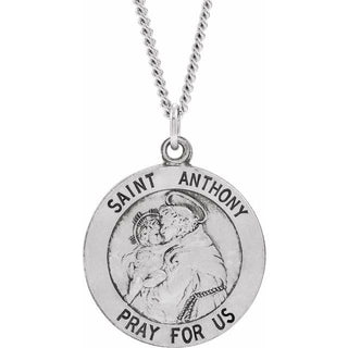 Sterling Silver 18 mm Saint Anthony Medal 18" Necklace