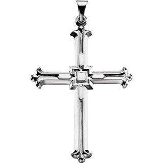 14K White 42.5x31.5 mm Cross Pendant