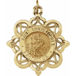 14K Yellow Saint Christopher Medal 18" Necklace