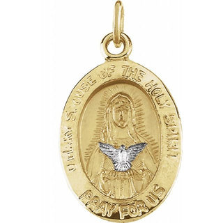 14K Yellow/White 15x11 mm Oval Mary of Holy Spirit Medal