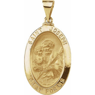 14K Yellow 23x16 mm Hollow Oval Saint Joseph Medal