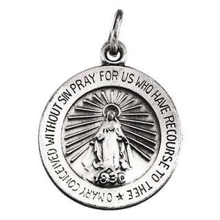 14K White 18 mm Miraculous Medal