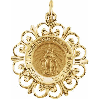 14K Yellow 18 mm Round Miraculous Medal  