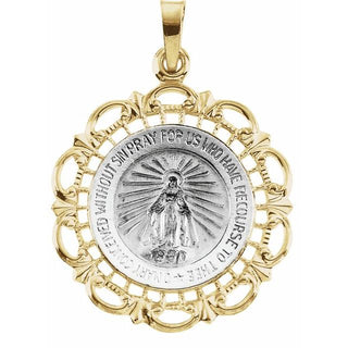 14K White/Yellow 21 mm Round Miraculous Medal