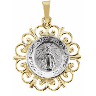 14K White/Yellow 18 mm Round Miraculous Medal