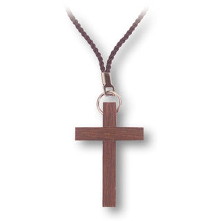 10-Pack - Wood Cross On Black Cord