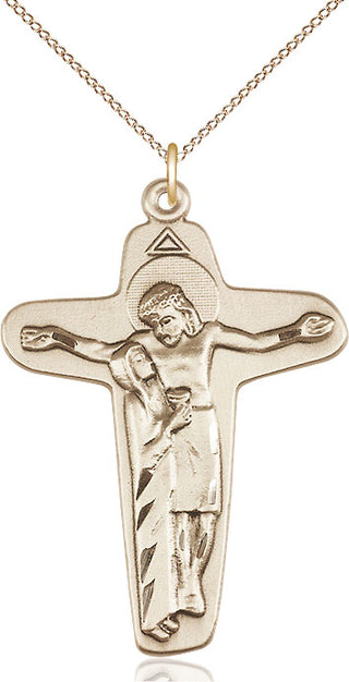14kt Gold Filled Sorrowful Mother Crucifix Medal Catholic Jewelry