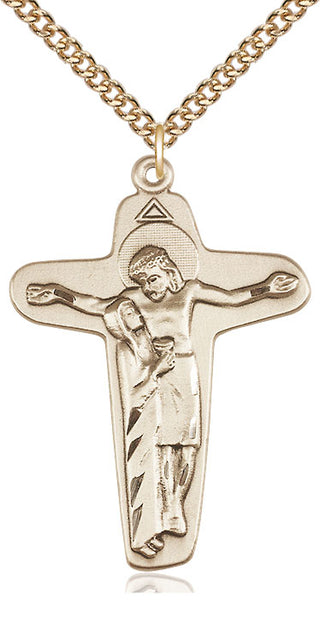 14kt Gold Filled Sorrowful Mother Crucifix Medal Catholic Jewelry