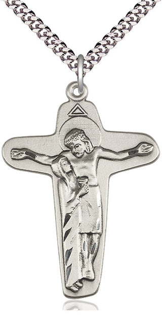 Pewter Sorrowful Mother Crucifix Medal Catholic Jewelry