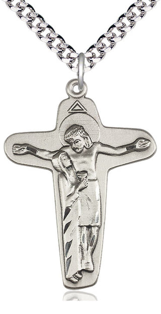 Pewter Sorrowful Mother Crucifix Medal Catholic Jewelry