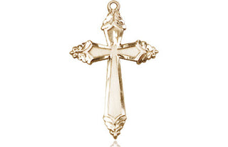 14kt Gold Cross Medal Engraved Catholic Saint Jewelry