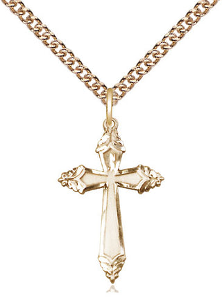 14kt Gold Cross Medal Engraved Catholic Saint Jewelry