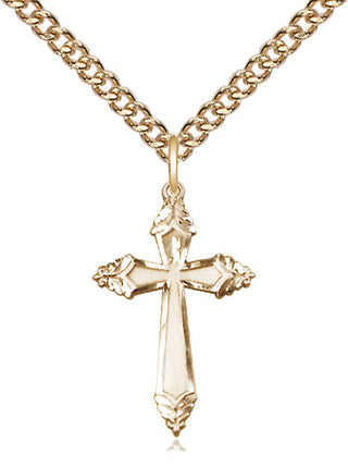 14kt Gold Cross Medal Engraved Catholic Saint Jewelry