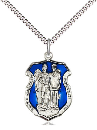Pewter Saint Michael the Archangel Police Shield Medal Religious Jewelry Engraved Catholic Saint Jewelry