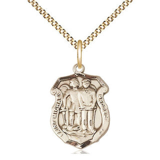 14kt Gold Filled Saint Michael the Archangel Police Shield Medal Religious Jewelry Engraved Catholic Saint Jewelry