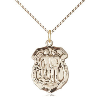 14kt Gold Filled Saint Michael the Archangel Police Shield Medal Religious Jewelry Engraved Catholic Saint Jewelry