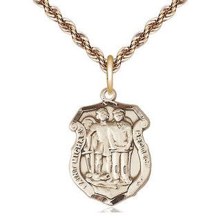 14kt Gold Filled Saint Michael the Archangel Police Shield Medal Religious Jewelry Engraved Catholic Saint Jewelry