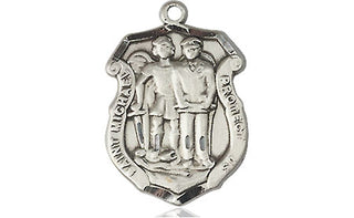 Sterling Silver Saint Michael the Archangel Police Shield Medal Religious Jewelry Engraved Catholic Saint Jewelry