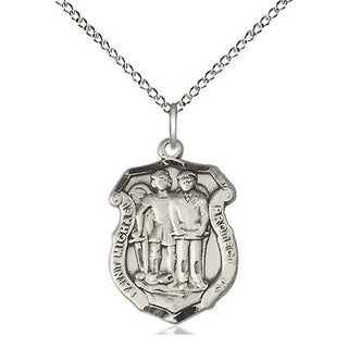 Sterling Silver Saint Michael the Archangel Police Shield Medal Religious Jewelry Engraved Catholic Saint Jewelry