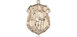 14kt Gold Filled Saint Michael the Archangel Police Shield Medal Engraved Catholic Saint Jewelry