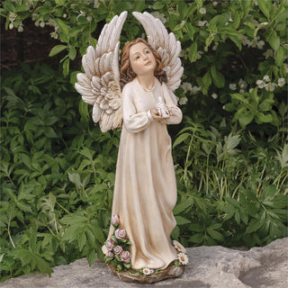 18.5-Inch Standing Angel With Dove Garden Statue