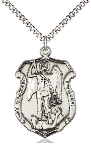 Pewter Saint Michael the Archangel Shield Medal Catholic Jewelry Engraved Catholic Saint Jewelry