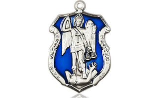 Pewter Saint Michael the Archangel Shield Medal Engraved Catholic Saint Jewelry