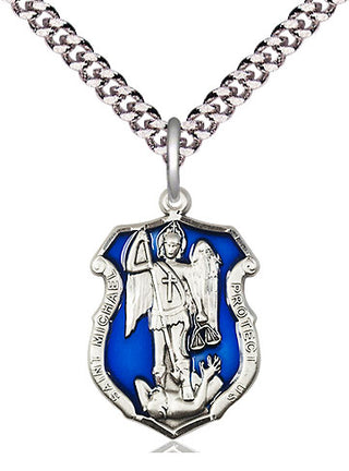 Pewter Saint Michael the Archangel Shield Medal Religious Jewelry Engraved Catholic Saint Jewelry