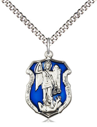 Pewter Saint Michael the Archangel Shield Medal Religious Jewelry Engraved Catholic Saint Jewelry