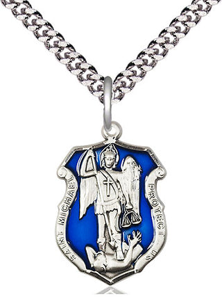 Pewter Saint Michael the Archangel Shield Medal Religious Jewelry Engraved Catholic Saint Jewelry