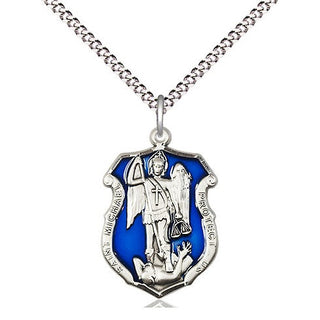 Sterling Silver Saint Michael the Archangel Shield Medal Religious Jewelry Engraved Catholic Saint Jewelry