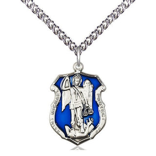 Sterling Silver Saint Michael the Archangel Shield Medal Religious Jewelry Engraved Catholic Saint Jewelry