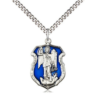 Sterling Silver Saint Michael the Archangel Shield Medal Religious Jewelry Engraved Catholic Saint Jewelry