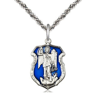 Sterling Silver Saint Michael the Archangel Shield Medal Religious Jewelry Engraved Catholic Saint Jewelry