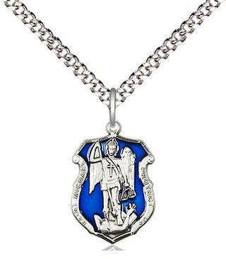 Sterling Silver Saint Michael the Archangel Shield Medal Religious and Catholic Jewelry Engraved Catholic Saint Jewelry