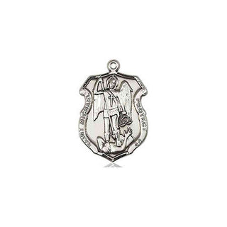 Pewter Saint Michael the Archangel Shield Medal Engraved Catholic Saint Jewelry