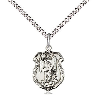 Pewter Saint Michael the Archangel Shield Medal Religious and Catholic Jewelry Engraved Catholic Saint Jewelry