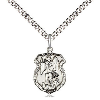 Pewter Saint Michael the Archangel Shield Medal Religious and Catholic Jewelry Engraved Catholic Saint Jewelry