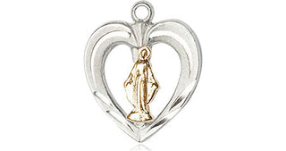 Two-Tone GF/SS Heart / Miraculous Medal Religious and Catholic Jewelry
