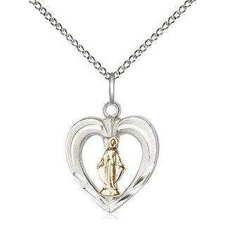 Two-Tone GF/SS Heart / Miraculous Medal Religious and Catholic Jewelry