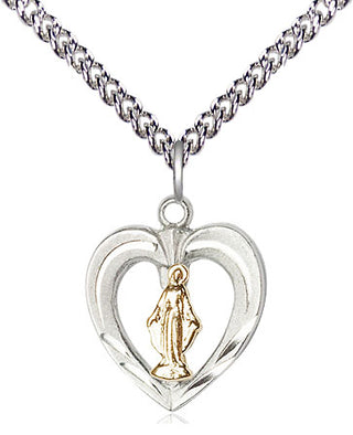 Two-Tone GF/SS Heart / Miraculous Medal | Small