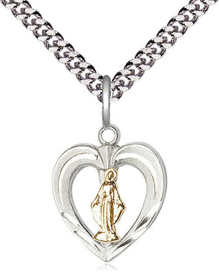 Two-Tone GF/SS Heart / Miraculous Medal | Small