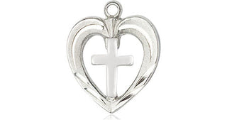 Sterling Silver Heart / Cross Medal
